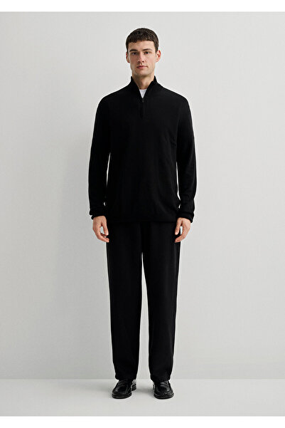 Mavi Black Cashmere Blended Regular Fit Semi Zippered Sweater - 0710247 -900