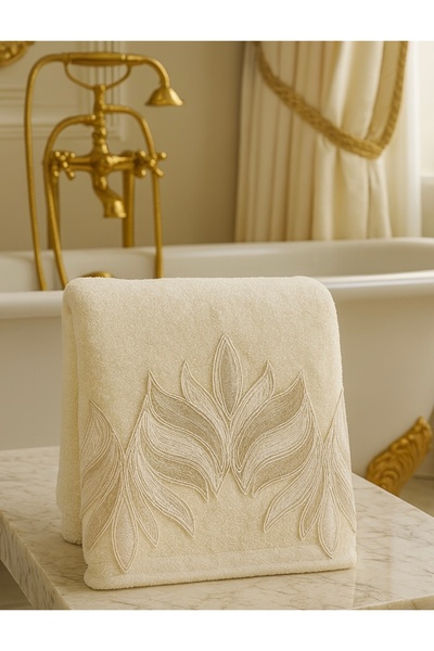 Çeyiz Bahçesi Emoj velvet hand towel cream 50 × 90