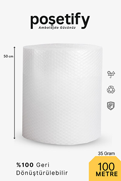 POŞETİFY Kalın Balonlu Naylon Patpat Rulo 50 cm x 100 m | 35 gr/m² | 3 Katlı ...