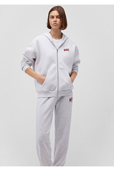 Mavi Logo Printed Hooded Zippered Gray Sweatshirt 1S10178-85438