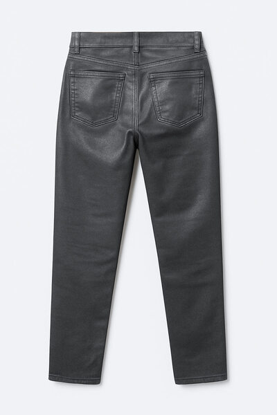 Bluewhite Women's High Waist Shiny Candle Fabric Wide Leg Jean Pants