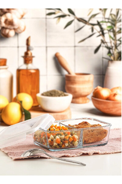 LAV Feyzade Set of 3 1120Cc - Rectangular Storage Container with White Lid (Frs-297)