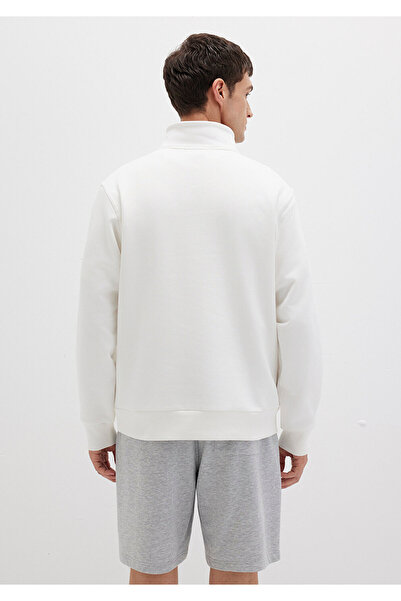 Mavi White Basic Sweatshirt - Semi Zipper, 0S10278-70057