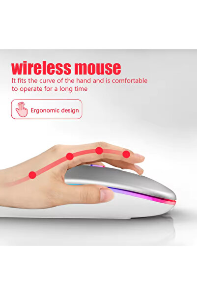 Choice4 فأرة لاسلكية مزدوجة الوضع للكمبيوتر اللوحي والهاتف والكمبيوتر مزودة بتقنية البلوتوث قابلة لإعادة الشحن مع إضاءة خلفية RGB