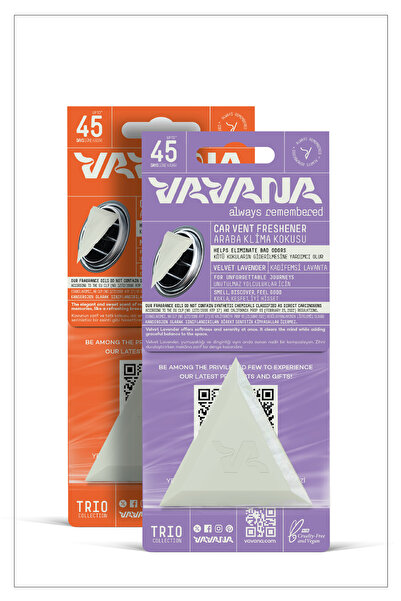 VAVANA Trio Araba Klima Kokusu, Oto Kokusu, 45 Gün Etkili, 2'li Set - Lavanta...