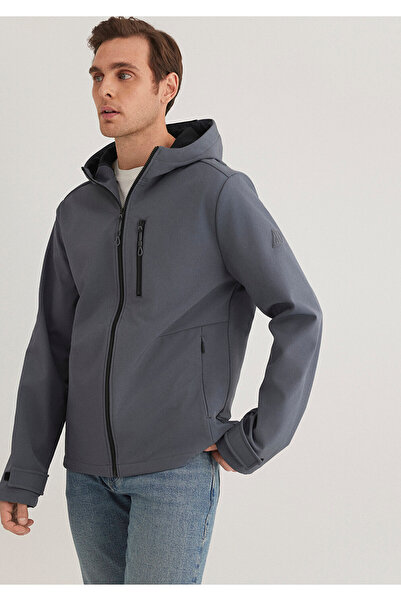 Mavi με κουκούλα Ανθρακίτικο μπουφάν εφαρμοστό / Slim Fit 0110351-80776