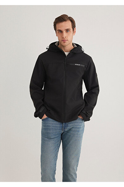 Mavi Μαύρο μπουφάν με κουκούλα κανονική εφαρμογή / κανονική εφαρμογή 0110357 -900