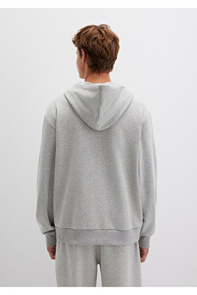 Mavi Graues Sweatshirt mit Kapuze und MVJNS-Logo, bedruckt, mit Reißverschluss, 0s10193-80196