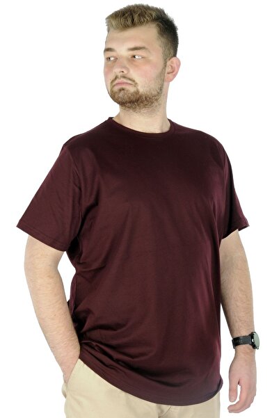 ModeXL Ανδρικό μπλουζάκι Mode Xl Plus Size Crew Neck Basic 20031 Claret Red