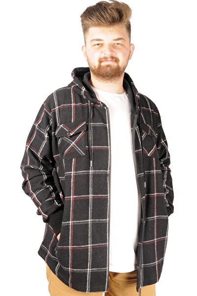 ModeXL Mode Xl Erkek Sweat Fermuarlı Kapşon Kapak Cep Oduncu 21571 Siyah