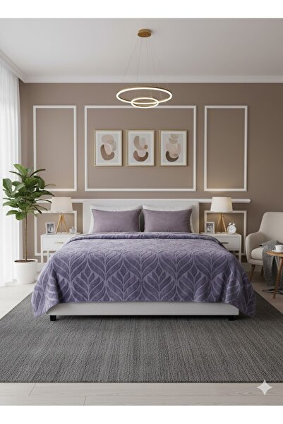 Dinarsu ΚΟΥΒΕΡΤΑ ΔΙΠΛΗΣ ΜΕΓΕΘΗΣ ROMANS EMBOSS ΑΣΚΥΡΟ ΜΩΒΟΥΡΟ