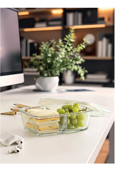 LAV Feyzade Fresco Set of 3 White Lids - 1700Cc 1120Cc 720Cc Ziplock Glass Storage Container