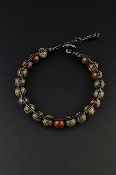 Seven Art Jewelry Doğal Taş Bileklik, Kan Taşı ve Hematit Küre Bileklik, Erke...