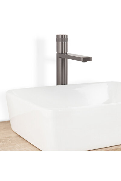 Maison Mex Tall washbasin mixer, CASCADE, l.20.6 H.31.6 cm, brushed gray