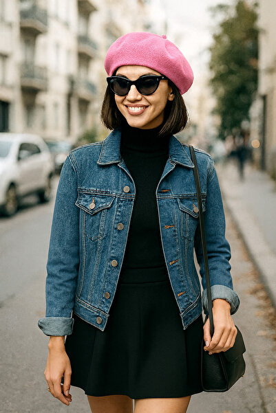 MinaCarin Fransız Ressam Keçe Bere Pembe