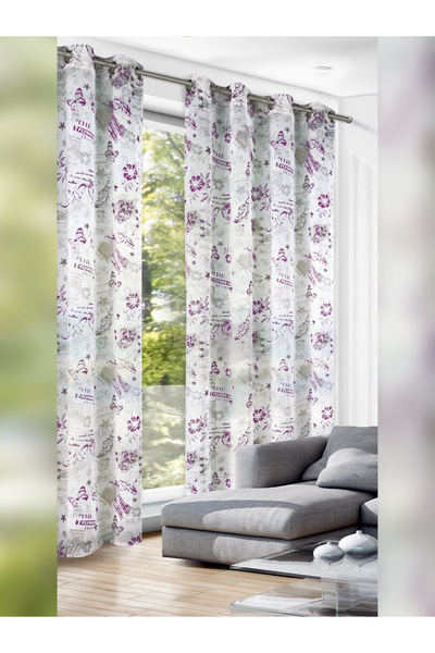 Hitexbau DRAPERIE CU INELE GRAU-LILA 280X140CM