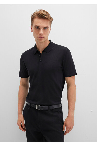 Mavi Tricotaj negru negru Polo Fitted / mulat croială 0710249-900