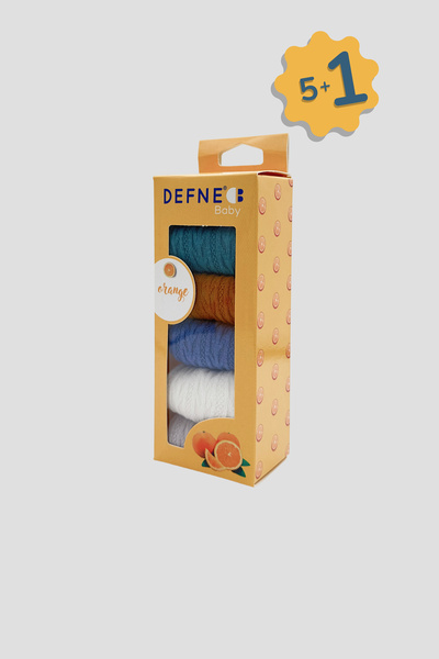 Defne Baby 5+1 Pair Premium Cotton Jacquard Patterned Baby Socks Set – Orange...