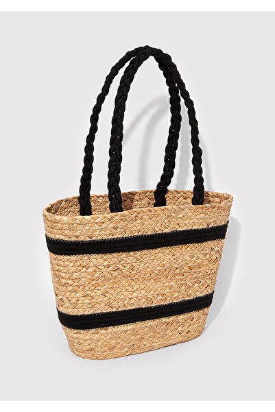 Mavi Black Striped Straw Bag 1912101-34523