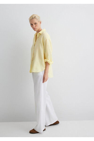 Mavi Linen Blend White Pants with Tie Waist 1010686-620