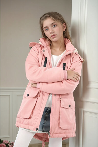 Your Consent Kız Çocuk Kapüşonlu İç Polar Astarlı Rahat Kalın Kışlık Mont