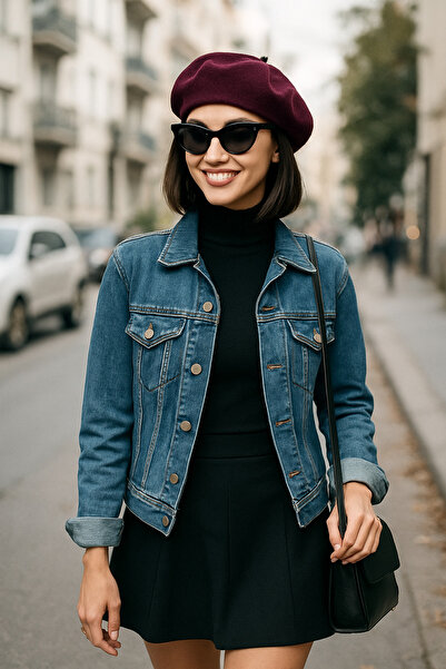 MinaCarin Fransız Ressam Keçe Bere Bordo