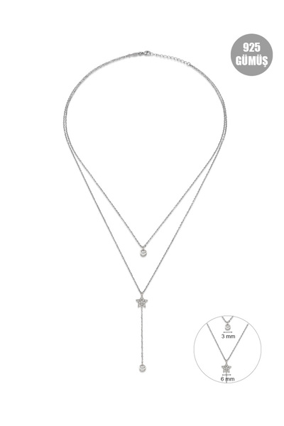 KURSHUNI Starlet(ikili), 925 Ayar Gümüş Kolye.