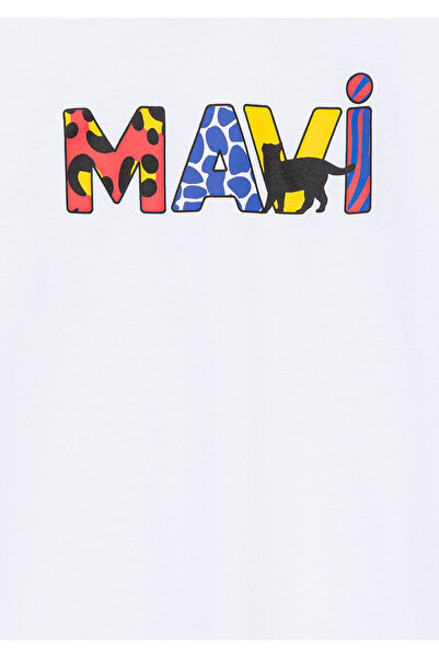 Mavi Emblémával nyomtatott fehér póló laza szabású / laza, laza szabású póló7610193-620