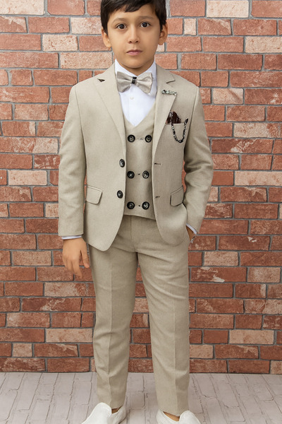 HAYTA Children's Suit with Vest and Shirt Set 1 year - 14 years Silver Cream