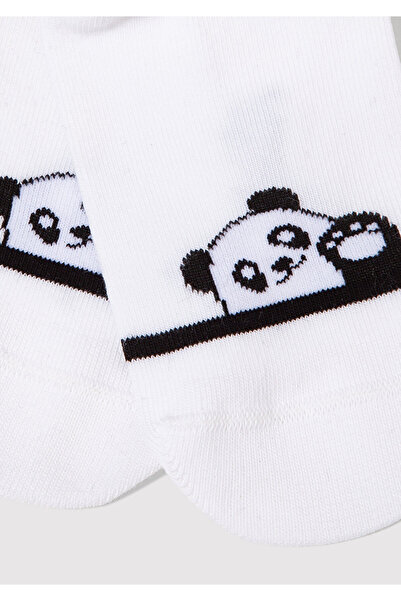 Mavi White Panda Printed Ballet Socks - 1912451 -620