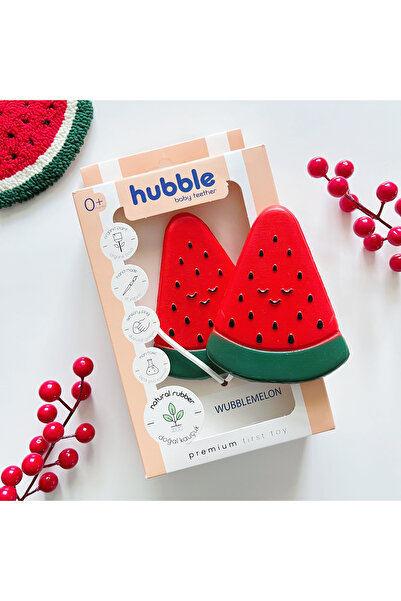 Hubble Bebek Diş Kaşıyıcı Ve Oyuncak - Karpuz Şekilli Dişlik (%100 DOĞAL KAUÇUK) BPA İÇERMEZ
