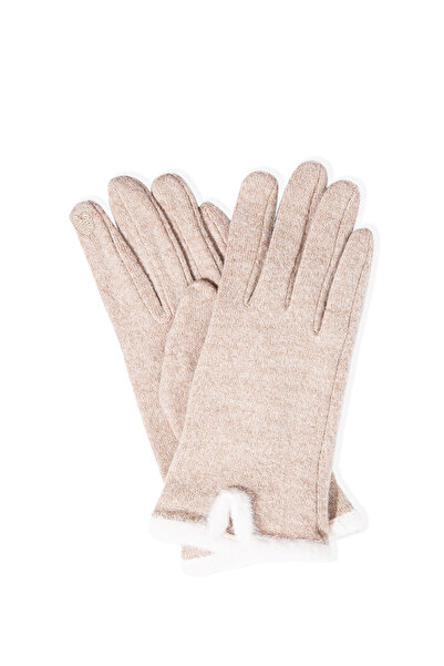 Mavi Heart Embroidered Beige Gloves 1911764 -33541