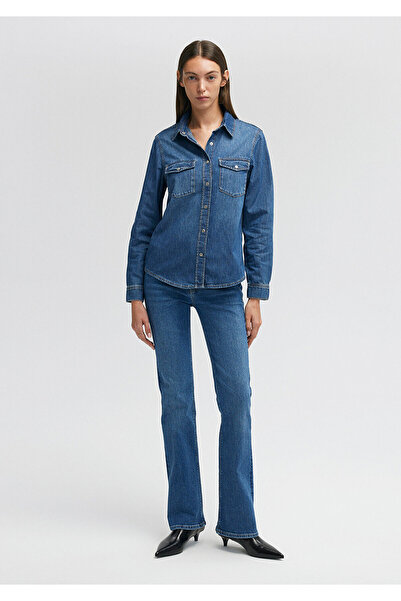 Mavi Merida All Blue - Cămașă de jeans albastru închis, croială mulată 1210662 -86490