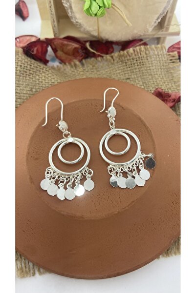 Midyat Artuklu Gümüşçülük Halka Modeli Pullu Gümüş Küpe