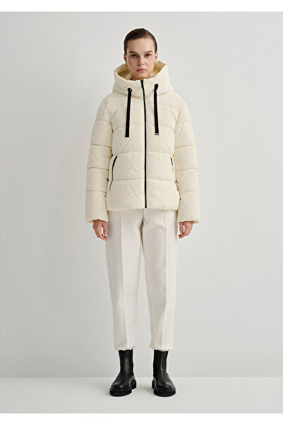 Mavi Φουσκωτό παλτό Ecru με κουκούλα 1110043-83043