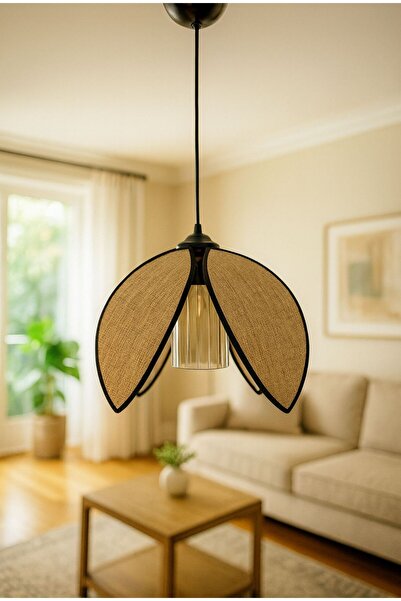 Emg DesiGn Modern Tasarım Mika Çiçek Sarkıt Avize Kumaş Boheme Salon Oturma O...