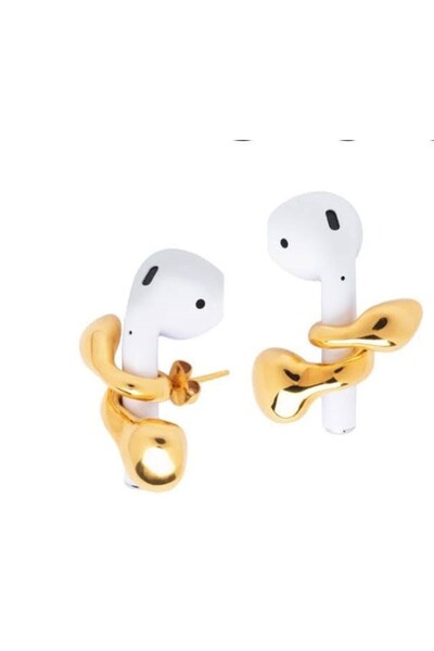 Acousticworld AirPods Kulaklık Tutucu Küpe, 24 Ayar Altın Kaplama Hediyelik Eşya