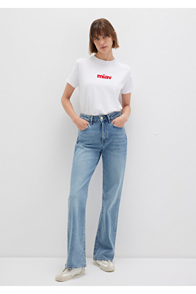 Mavi Weißes T-Shirt mit rotem Miav-Aufdruck, reguläre Passform / normaler Schnitt 1610622-86417