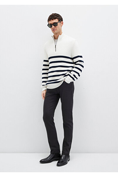 Mavi Πουλόβερ White Stripe Slim Fit - Ημιφερμουάρ, Slim Fit 0710131 -70057