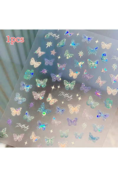 Choice 1 ورقة 1/5 ورقة ملصقات ليزر على شكل أجنحة فراشة عصرية ملصقات أظافر فني...