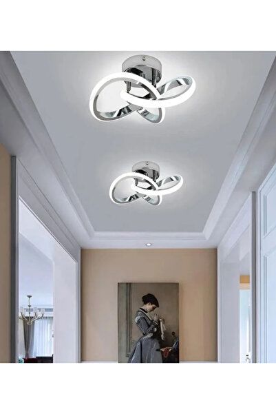 Genel Markalar Lzy Avize Store Modern Tasarım Tekli Krom Plafonyer 3 renk ışıklı Led hol , mutfak , oturma