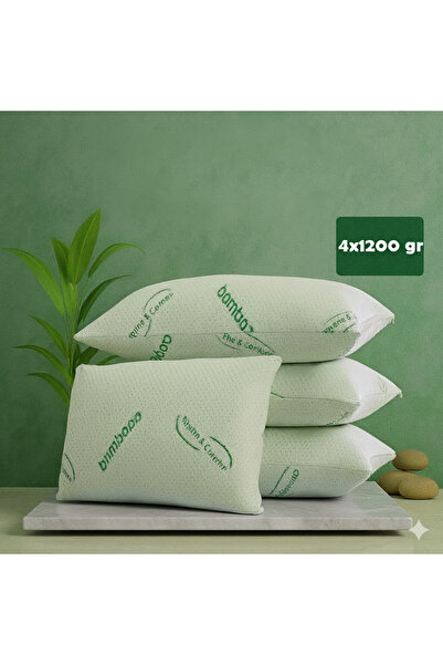 Opalin 1200 Gram 4 adet Bamboo yastık 50x70 visco Bambu Yastık 4'lü paket Çift kişilik bamboo
