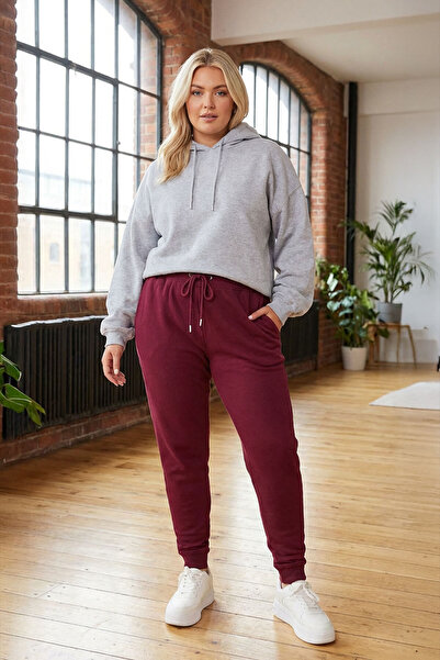 Stil Diva Large Size Jogger Sweatpants with Elastic Waist and Tight Leg Pockets 303568