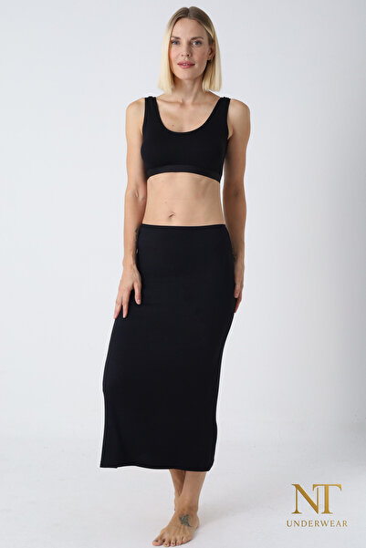 NT Underwear Căptușeală lungă din bambus pentru fustă, Maxi Jupon – țesătură naturală, model modern.