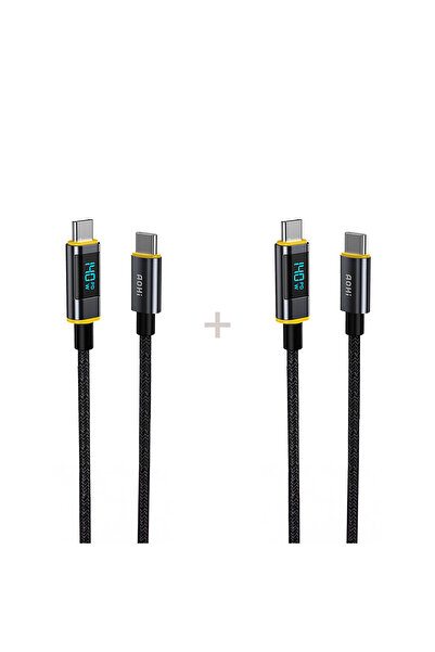 Aohi Magline Type-C to Type-C 1.2m PD 3.1 480Mbps 140W LED Ekranlı Naylon Örg...