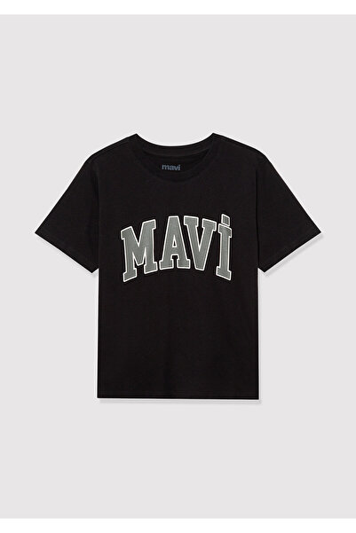 Mavi Černé tričko s logem Regular Fit / normální střih 6610030-900