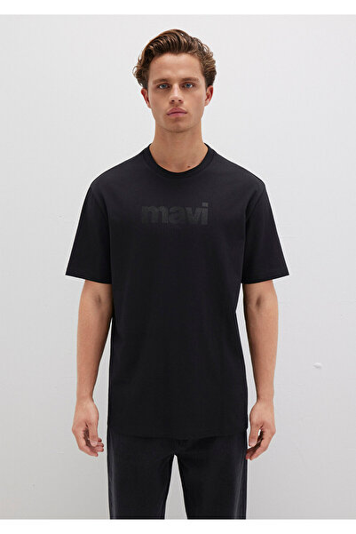 Mavi Schwarzes T-Shirt mit Logo-Print, lockere Passform 0611807-900