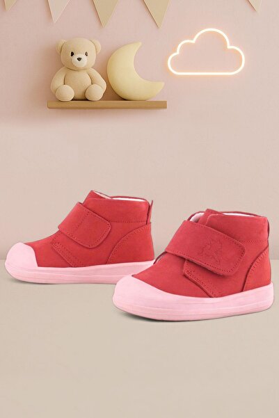 Rakerplus Yoohoo Genuine Leather Pomegranate Flower Pink Velcro Baby Girl Boots