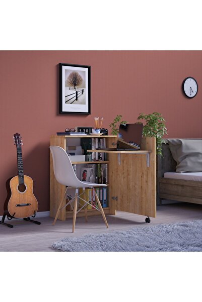 asratrend Çalışma Odası Fonksiyonel Kitaplık + Katlanır Masa MD002