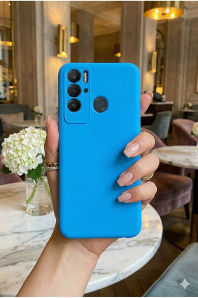 Hatreds Tecno Pova Neo Uyumlu İçi Kadife Mat Renkli Kamera Korumalı Kılıf - Mavi